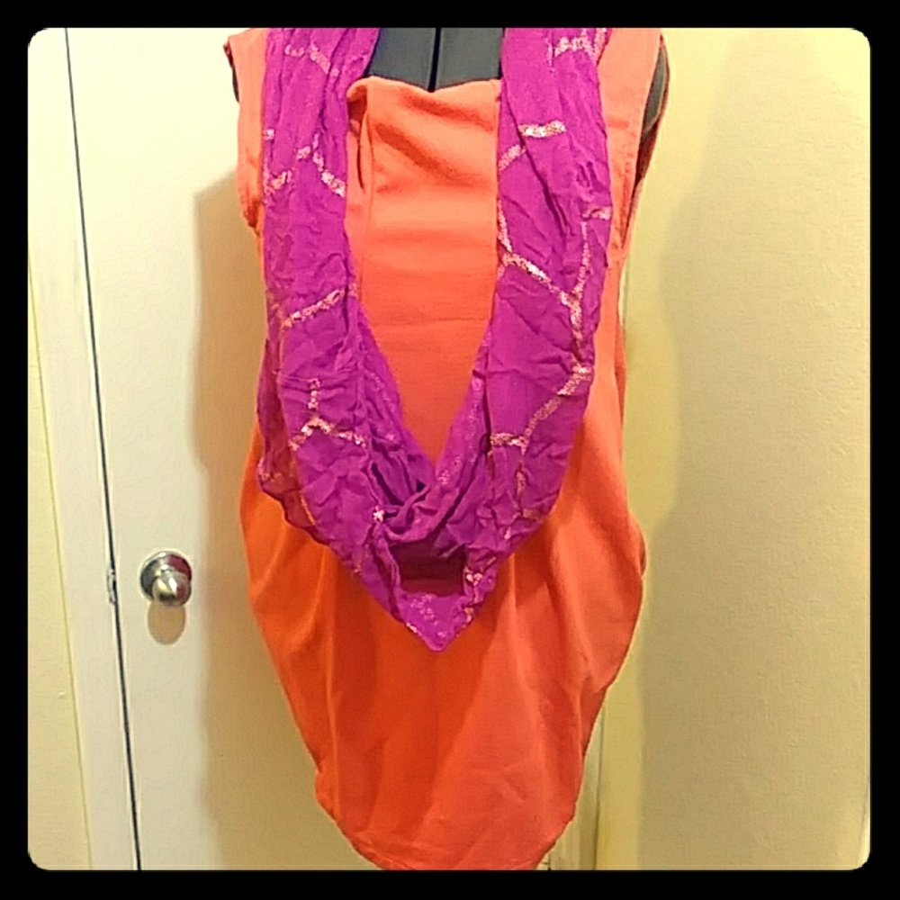 Coral dress& Infinity scarf